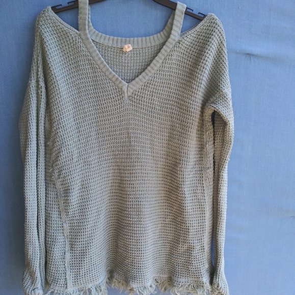 Wishlist Women's Size S-M Blue Cold Shoulder Sweater - Picture 2 of 8